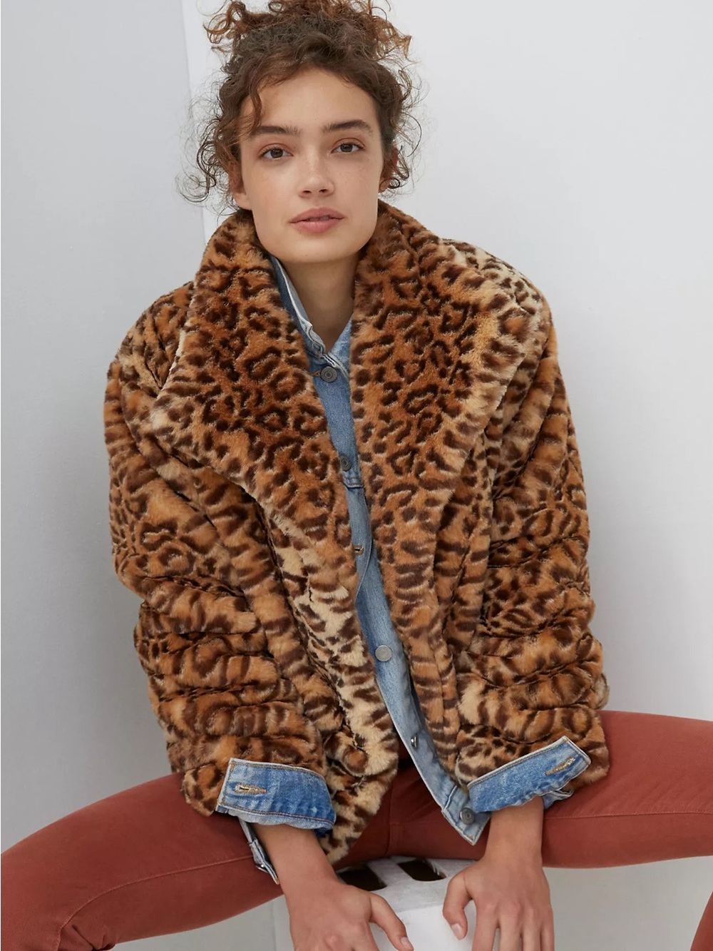 Anthropologie Leopard Print Faux Fur Jacket Coat Animal Print Size Small NWOT - Picture 2 of 15
